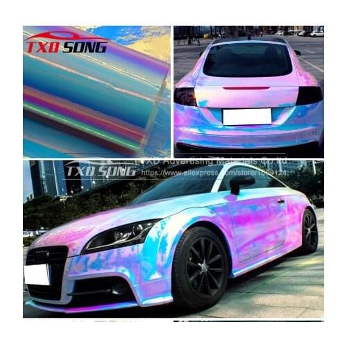 10/20/30/40/50/60CM*135CM Rainbow Mirror film Holographic Film Rainbow chrome vinyl car wrap for Automotive Exterior Free ship