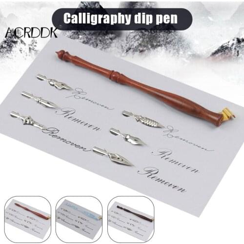 Wood/Resin Handcrafted Calligraphy Nib Holder Set Dip Pen with 6 Nib for Lettering Calligraphy Poster Making FL
