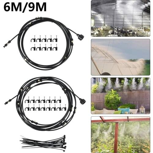 Outdoor Misting Cooling System Kit For Greenhouse Garden Patio Waterring Irrigation Mister Line 6M-9M System Caliber