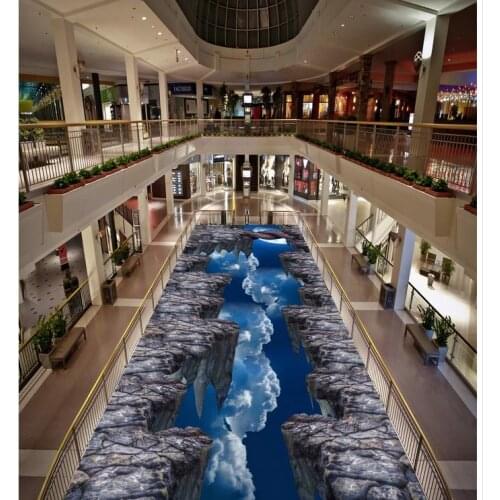Modern Custom 3D floor mural Cliff painting in the sky, blue sky PVC Wall paper self-adhesive Floor mural