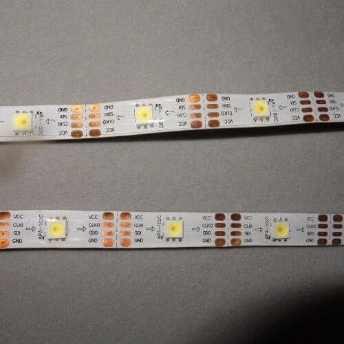 5M DC5V APA-102C WHITE color addressable led pixel strip;30leds/m with 30pixels/m;WHITE PCB;waterproof in silicon coating;IP65