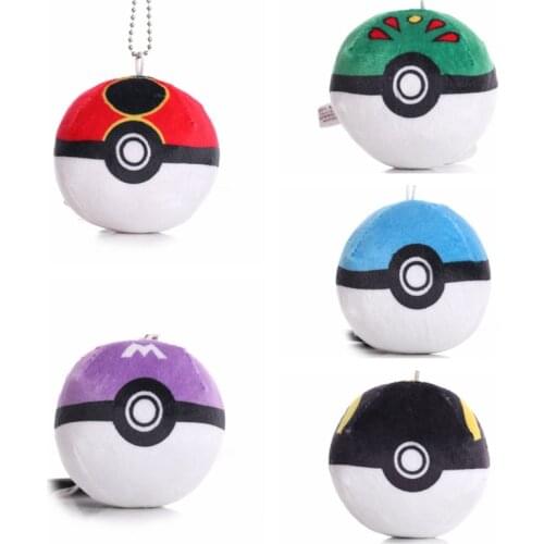 TAKARA TOMY Pokemon Pokeball Plush Toys Pikachu Ball Doll Keychain Stuffed Soft Toy Pendant Gift