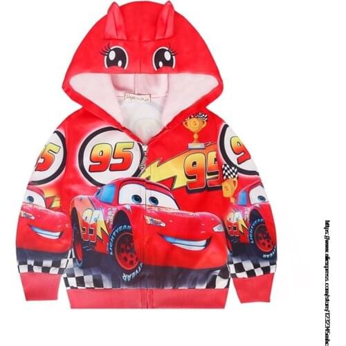 Disney 95 car Boys and girls pretty Sweatshirt Kids polyester Hoodies Autumn and winter cartoon Long Sleeve clothes