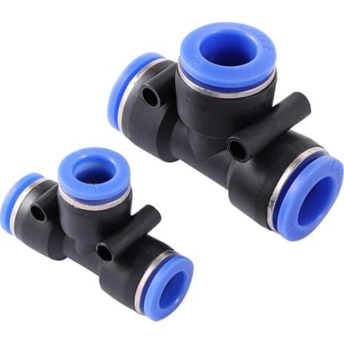 Home Improvement Pneumatic Air 3 Way Couplings T shaped 4/6/8/10/12/14/16mm Interface Push In Direct Thrust Quick Connector 4Pcs