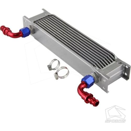 UNIVERSAL 10 ROW 10AN OIL COOLER 10 ROWS BRITISH TYPE+90 degree Fittings