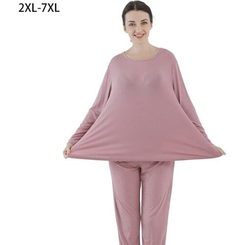Spring Autumn Winter High Elastic Underwear Womens Sleep Lounge Pajama Sleepwear Tops Pants Sets Femme Pijamas Plus Size 2- 6XL