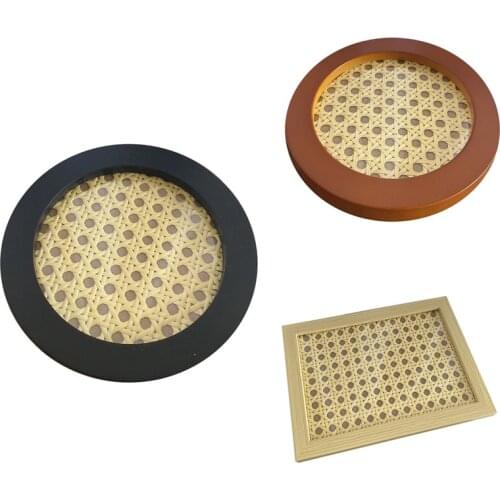 15cm Vintage Rattan Round Decor Storage Tray Round Fruit Plate Desktop Small Items Jewelry Display Minimalist Tray