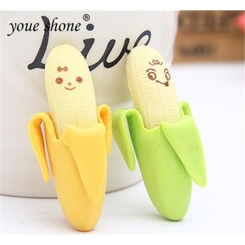 Youe Shone 2PCS/Pack Cute Fruit Banana Rubber Pencil Eraser Students Stationery School Supplies Material Escolar Erasers for Kid