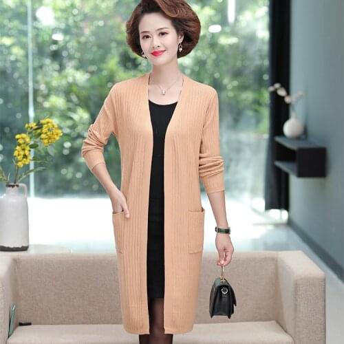 Womens Sweaters Jacket Autumn 2021 Fashion Casual Loose Sweater Female Spring Double Pocket Cardigan Long Sleeve Coat Plus Size