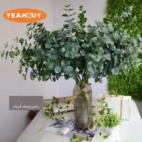 10pcs 90CM Money grass Holly Eucalyptus leaves Artificial Flowers DIY Flower Bouquet Wedding Decoration Party Home Supplies