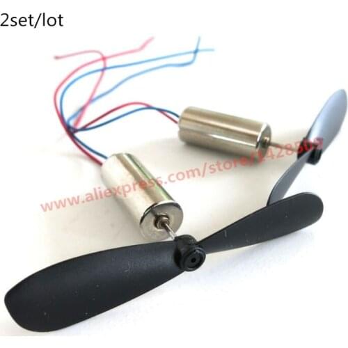 2set/lot hight quanlity 3.7v metal Micro DC-motor with Black Propeller Model Airplane Motor with 80mm wire