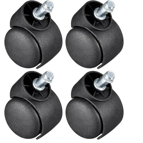 Uxcell 4Pcs 2-inch Office Chair Casters Nylon Twin Wheel,Universal 11mmx22mm Stem Mount Swivel Caster Black