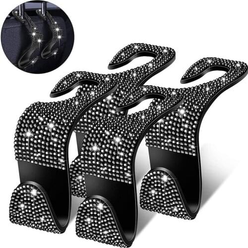 4 Pcs/set Car Chair Back Bling Hook Car Headrest Hooks Hanger Back Chair Organizer Hidden Style