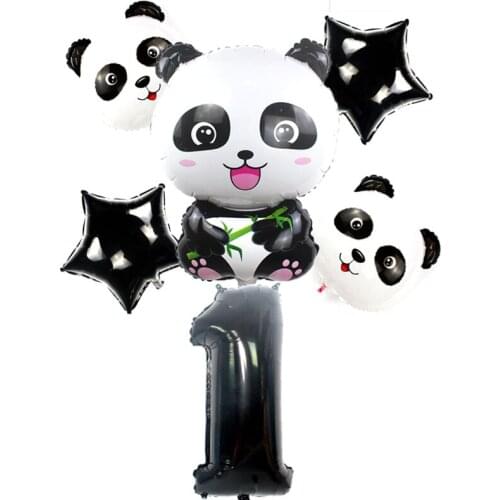 5pcs/lot Cartoon Panda Foil Balloon 32inch Black Number Balloon Baby Shower Children Birthday Party Decoration