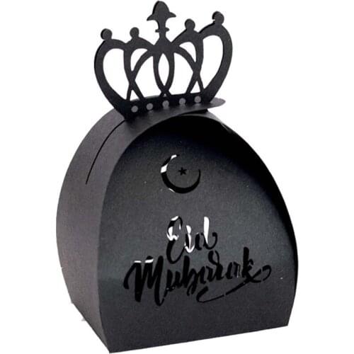 50pcs New 2021 Eid Mubarak Candy Hollow Box Ramadan Decorations Gold DIY Favor Gift Boxes Islamic Muslim Al-Fitr Eid 5.4x4.6cm