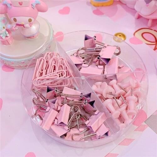 72pcs rose gold box metal clip with large head paper clips office supplies combination set of delicate office supplies gifts