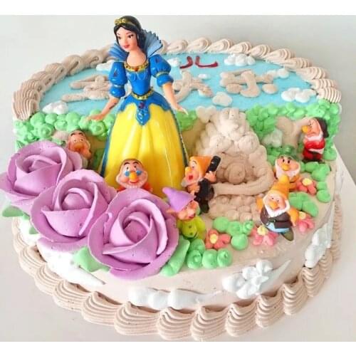 8pcs/lot Princess Snow White And The Seven Dwarfs Action Figure Toy Princess Model Doll For Kids Girls Birthday Gifts Cake Decor