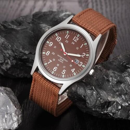 Newly Men Military Watch Quartz Analog Clock Canvas Wristband Sports Army Waterproof Wristwatch