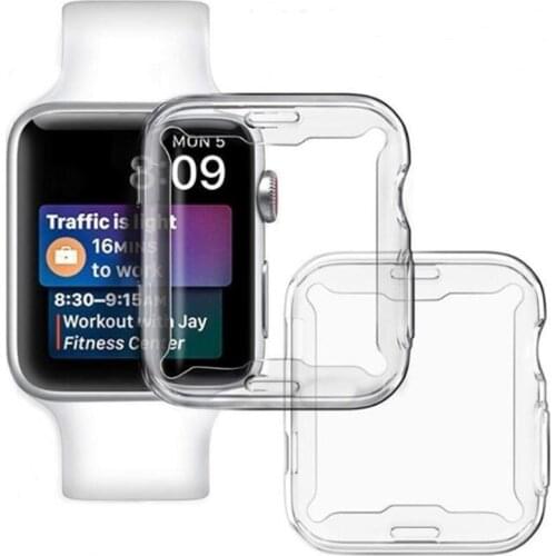 For iWatch Case Ultra Clear Slim TPU Full Coverage Shockproof Screen Protector Compatible with Apple Watch 38mm 42mm 40mm 44mm