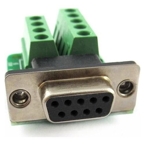 D-SUB DB9 FEMALE RS232 Serial Connector Breakout Board Screw Terminals (narrow)