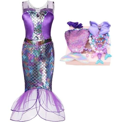 Girl 2020 Summer Dress Little Kids Mermaid Fancy Outfits Clothes Children Cosplay Costumes Halloween Party From 3 to 8 Years