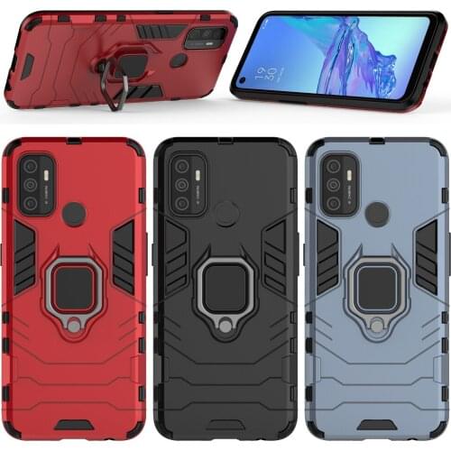 For OPPO A53 A32 A52 A72 A92 A92S Reno 4 SE Case Ring Holder Rugger Armor Hard Case For OPPO Realme C11 C15