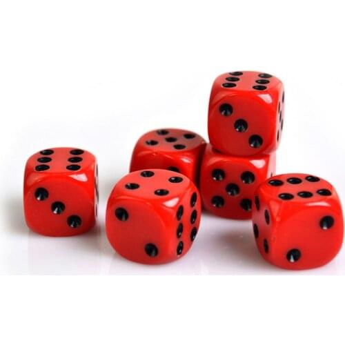 24pcs/set 16mm Dice Round Corner Point Dice RPG Gambling Games Cube Party Board Game Black Red With Velvet Bag