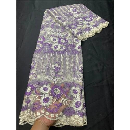 Exquisite embroidery diamond-studded French tulle lace fashion African lace fabric Nigeria wind lace dress design fabric