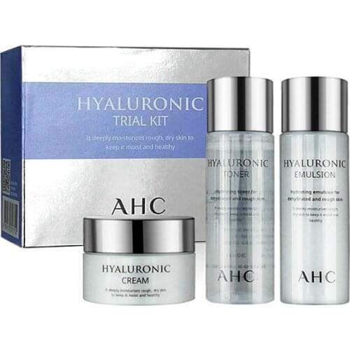 Korean cosmetics AHC HYLALURONIC Emulsion 30ml+ toner 30ml+ face cream 10ml 3pcs travel sets moisturizing korean skin care