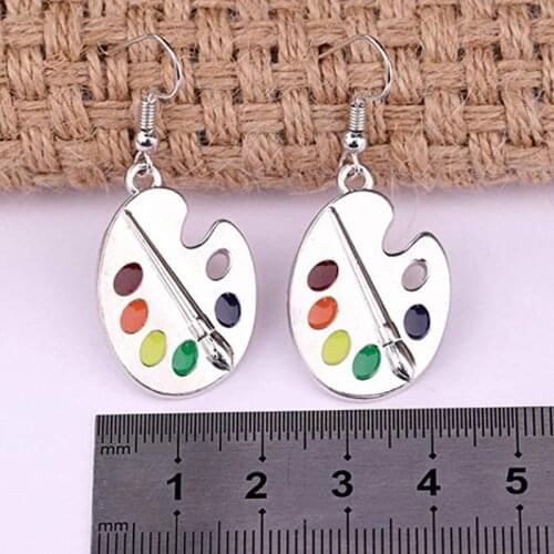 Paint Brush Colorful Paint Palette Drop Earrings Necklace Artist Painter Jewelry 6XDA