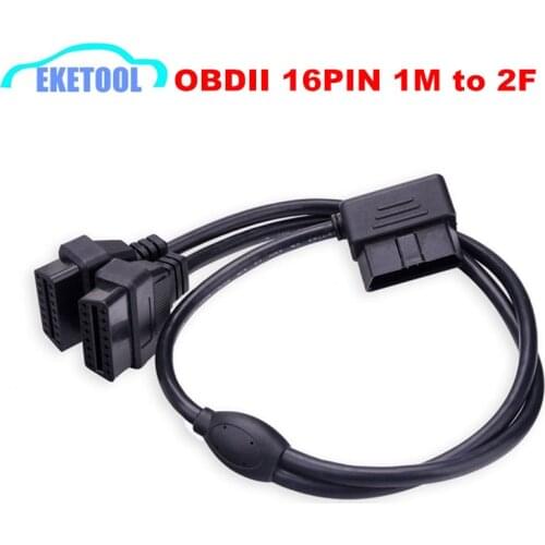 L Shape 90 Degree OBDII 16PIN 1Male to 2Female 50CM Y Splitter Extension Cable Elbow For ELM327 2J1962 OBD Auto Diagnostic Cable