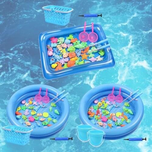 2021 Hot Children Boy Girl Fishing Toy Set Suit Magnetic Play Water Baby Toys Fish Square Hot Gift For Kids