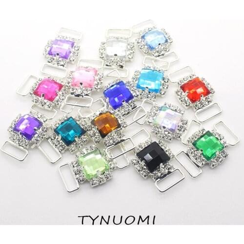 20*33MM Metal Bikini Buckles 10Pcs/Lot Mix Color Sewing Rhinestone Bikini Connectors Buckle For Swimming Wear Decoration