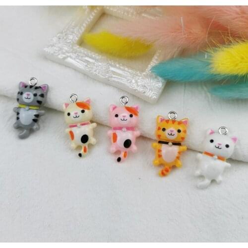 Mix10pcs/pack Cute resin Cat Charms Earring DIY Jewelry Making