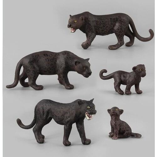 Simulation Black Leopard Figurine Animal Model Home Miniature Garden Decoration Accessories Toys