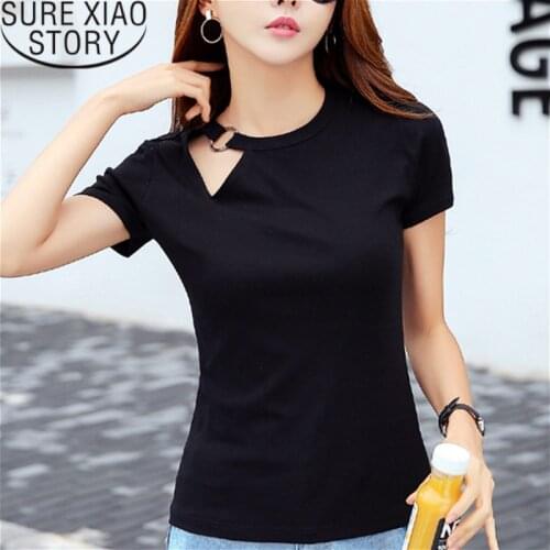 Fashion Short Sleeve Shirt Women 2021 Cotton O-Neck Solid Hollow Out Slim White Shirt Shirts Women Casual Women Tops 2297 50