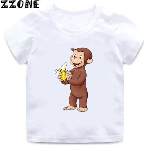 2020 New Summer Baby Boys T shirt Curious George Cartoon Print Kids T-Shirts Funny Monkey Children Girls Tops Clothes