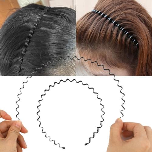 1/2pcs Black Wavy Hairband Head Hoop Bands Sport Headband Hair Hoops Adult Men Women Headhoop Hair Holder