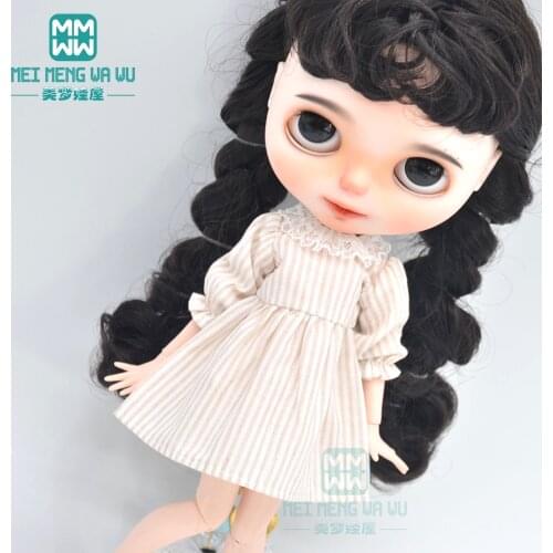 Blyth Doll Clothes fashion Striped skirt, retro dress, for Blyth Azone OB23 OB24 doll accessories