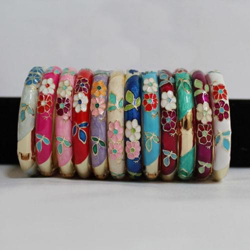 Wholesale 10Pcs Stunning Chinese Handmade Cloisonne Enamel Cuff Bracelet Bangle