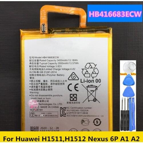 New HB416683ECW Battery For Huawei Angler,H1511,H1512, For Google Nexus 6P,Nexus 6P A1,Nexus 6P A2 Mobile Phone Battery