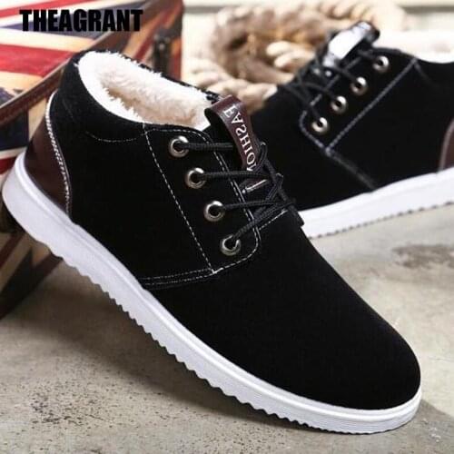 THEAGRANT 2019 Autumn Winter Shoes Men Sneakers Warm Fur-lined Platform Causal Shoes Male Lace Up Low Top Flat Shoes MSN2002