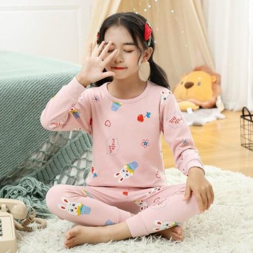 Teenage Girls Pajamas New Autumn Cartoons Rabbit Childrens Clothing Boys Sleepwear Cotton Pyjamas Sets For Kids 4 6 8 10 Year
