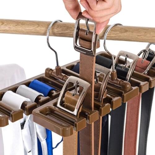 Sturdy Plastic Tie Belt Scarf Rack Organizer Closet Wardrobe Space Saver Belt Hanger with Metal Hook