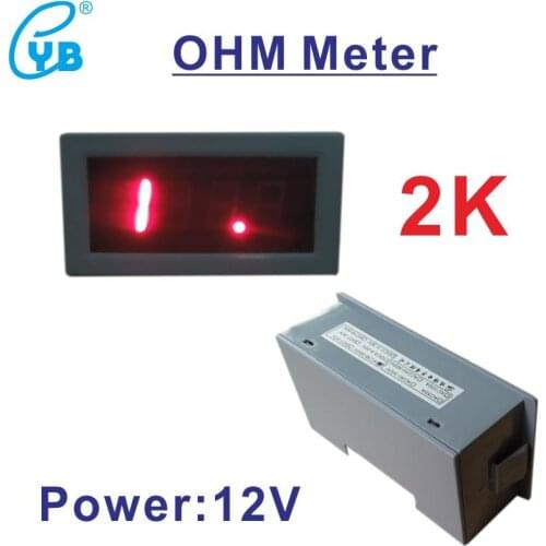 LED Resistance Meter Ohm Meter Resistor 2K Red Digits Power Supply Voltage DC 12V Mini Ohmmeter 3 1/2 Digital Meter with a Back