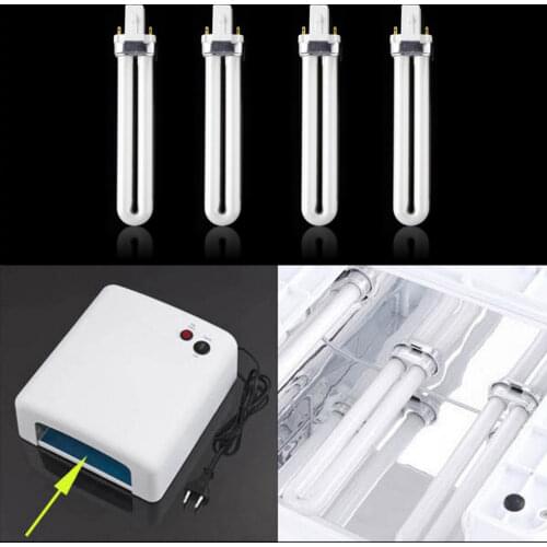 4pcs U Shape UV Lamp Tube 9W Replacement Light Tube Bulb For UV Gel Polish Curing Lamp Dryer Light For DIY Nail Art