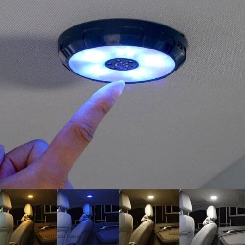 Universal Touch Type Car Interior Night Lights USB Charging LED Light Portable Round Rechargeable Wireless Interior Reading Lamp