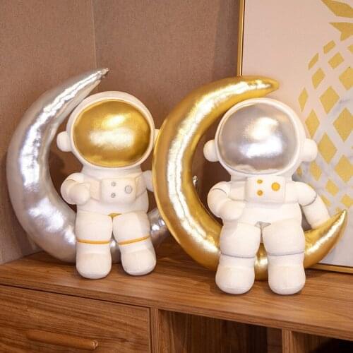 Funny Astronaut & Space Bear Stuffed Doll Cartoon Plush Toy Creative Astronaut Sitting On The Moon Toy Birthday Gift