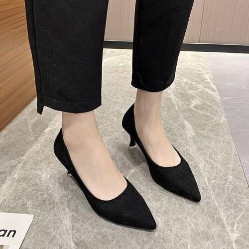 Suede womens high heel womens shoes fashion ladies shoes pointed stiletto high heel ladies shoes 2021 new party shoes women