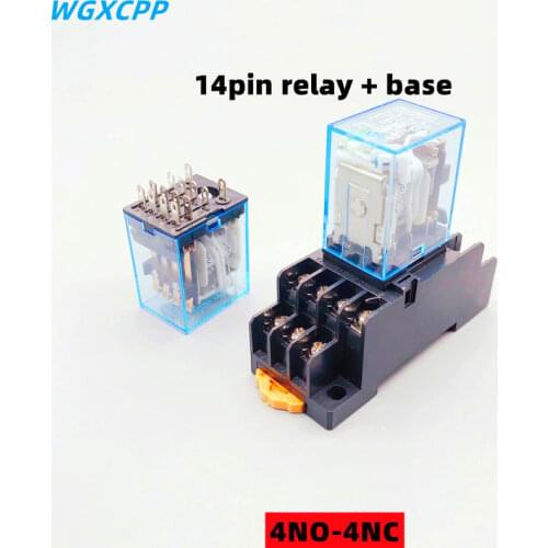 MY4NJ,DPDT,Miniature Coil Generalelectromagnetic intermediate Relay Switch,14Pin,With14A Socket Base,DC12V24V AC110V220V,LED